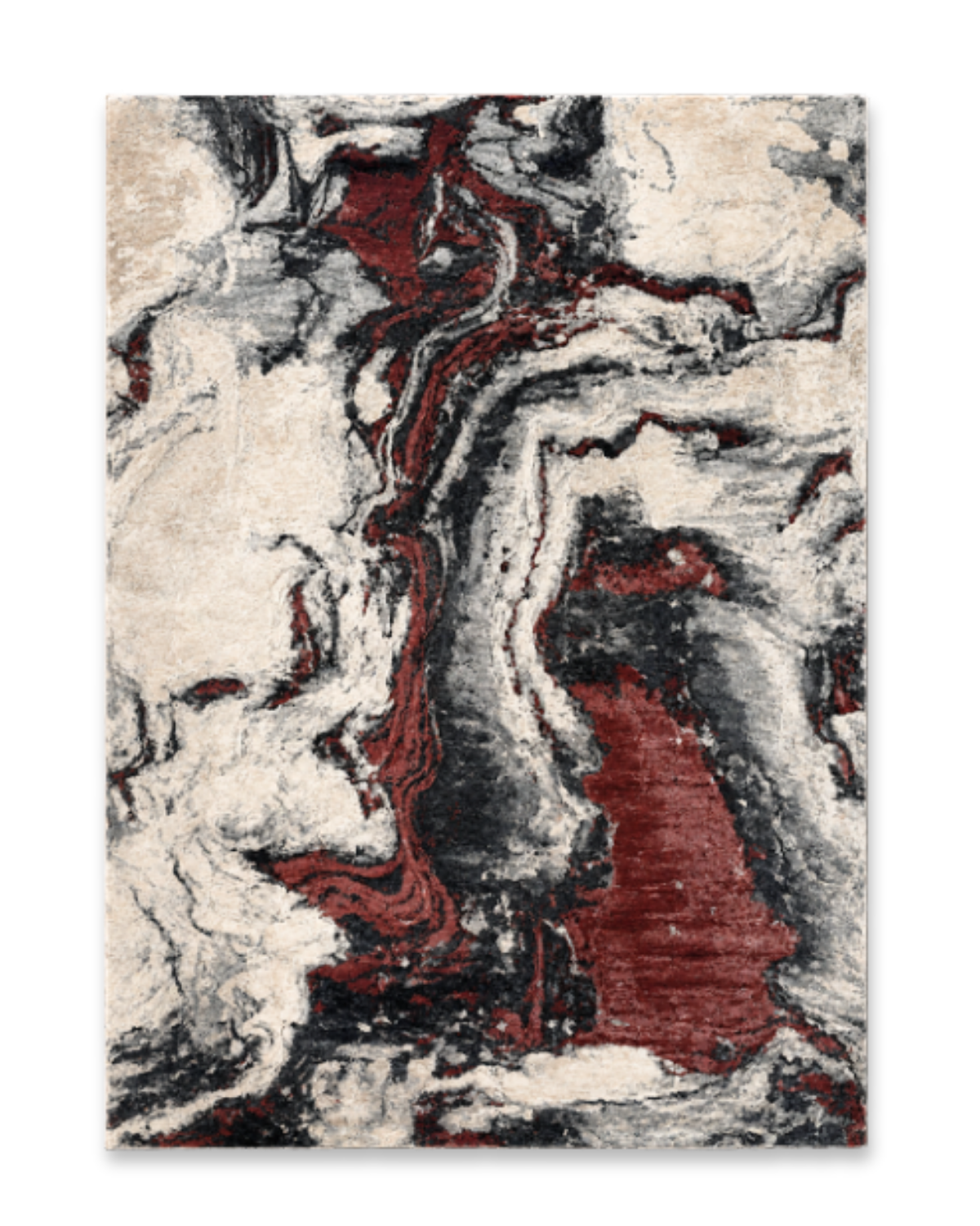 Agate hand-knotted wool and viscose carpet in ivory and pink, 9 x 12 ft
