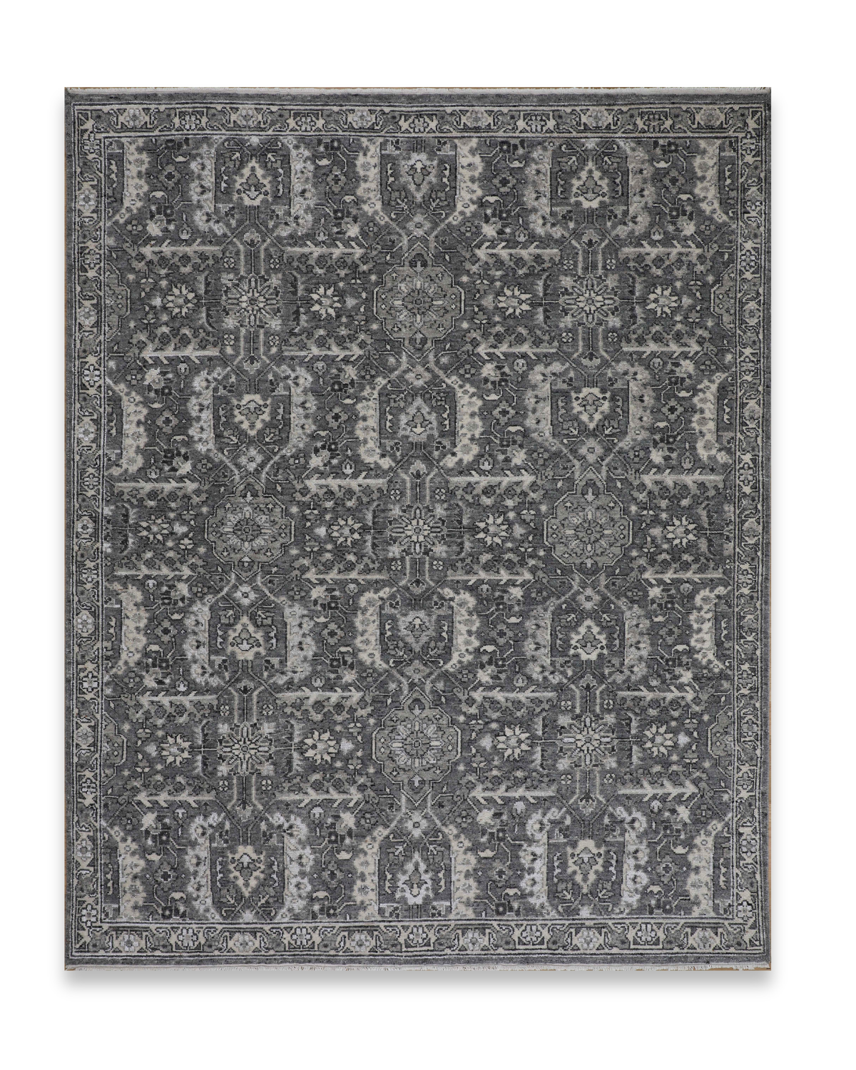 Codex hand-knotted wool and viscose carpet in stone, 8 x 10 ft