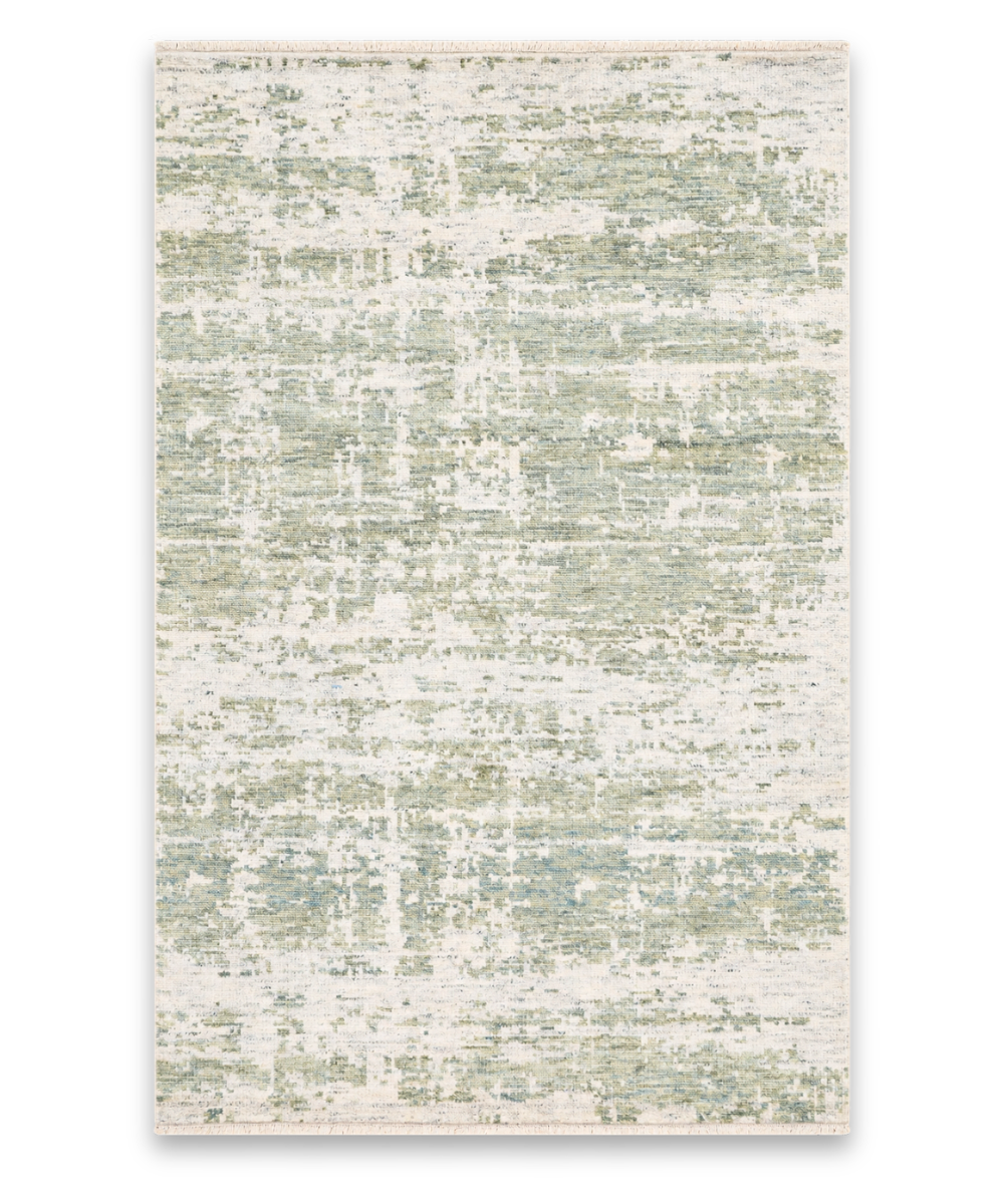 Meadow hand knotted New Zealand wool carpet in ivory and sage