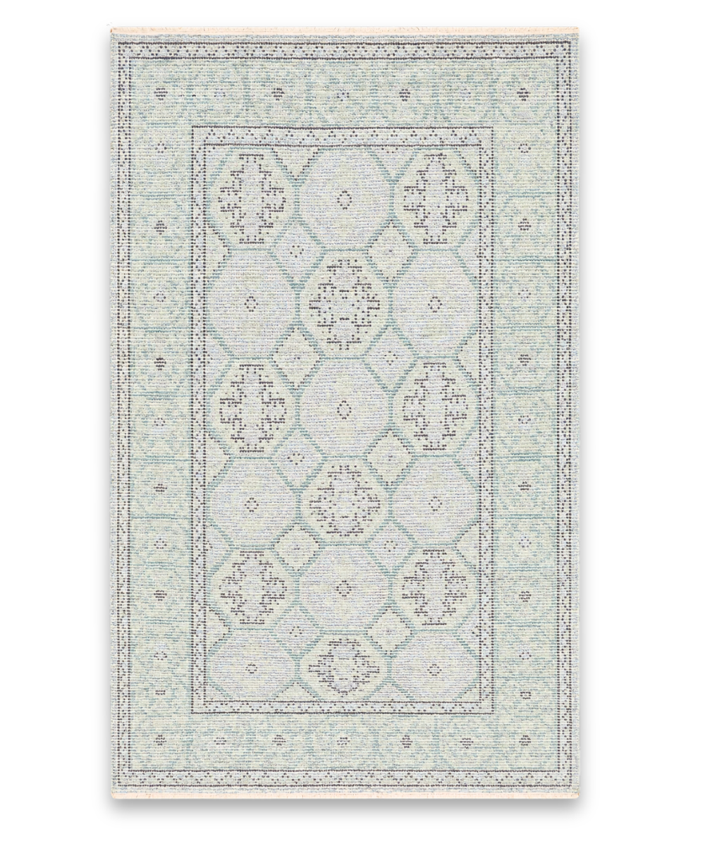 Seafoam hand knotted New Zealand wool carpet in seafoam and grey