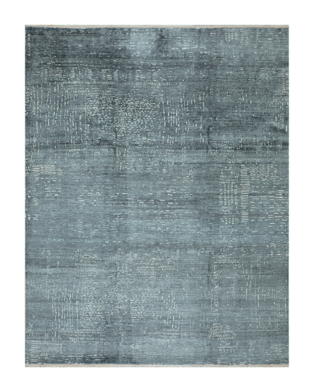 Lagoon hand-knotted wool and viscose carpet in aqua, 8 x 10 ft