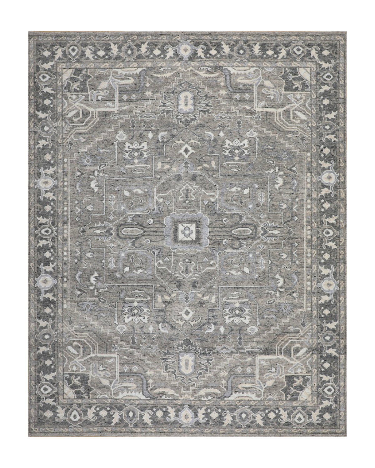 Alabaster hand-knotted wool carpet in beige, 8 x 10 ft
