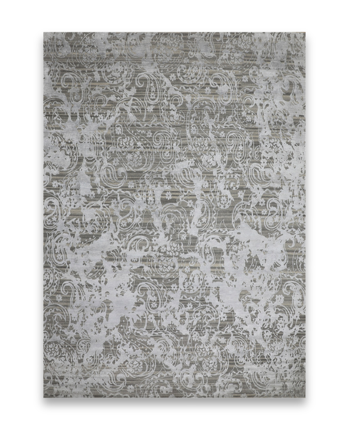 Grotto hand-knotted wool and viscose carpet in silver, 9 x 12 ft