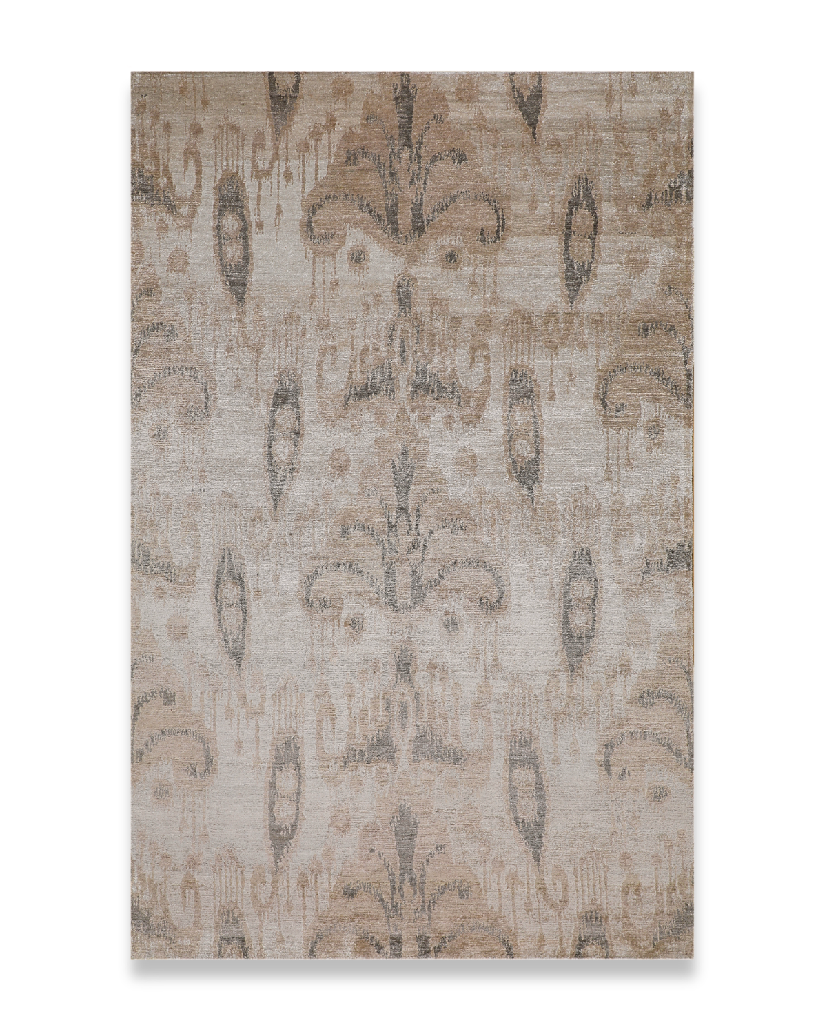 Mirage hand-knotted wool and viscose carpet in ivory and grey, 5 x 8 ft