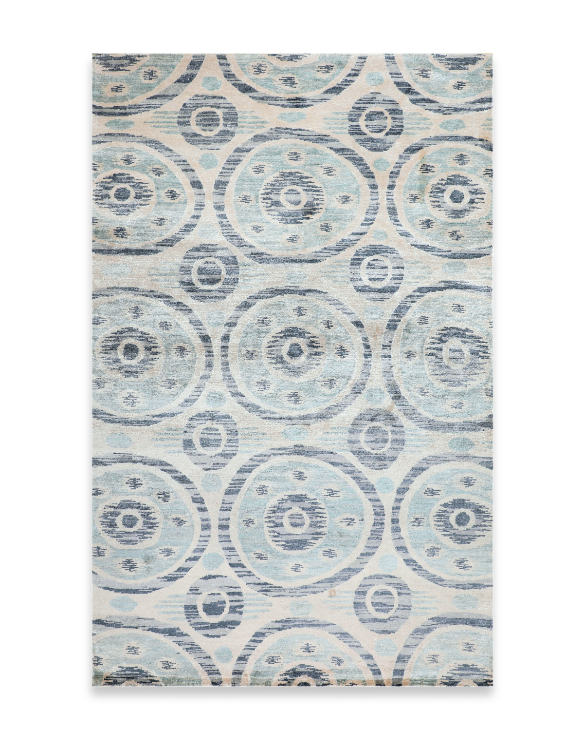 Monsoon hand-knotted wool and viscose carpet in grey and beige, 5 x 8 ft