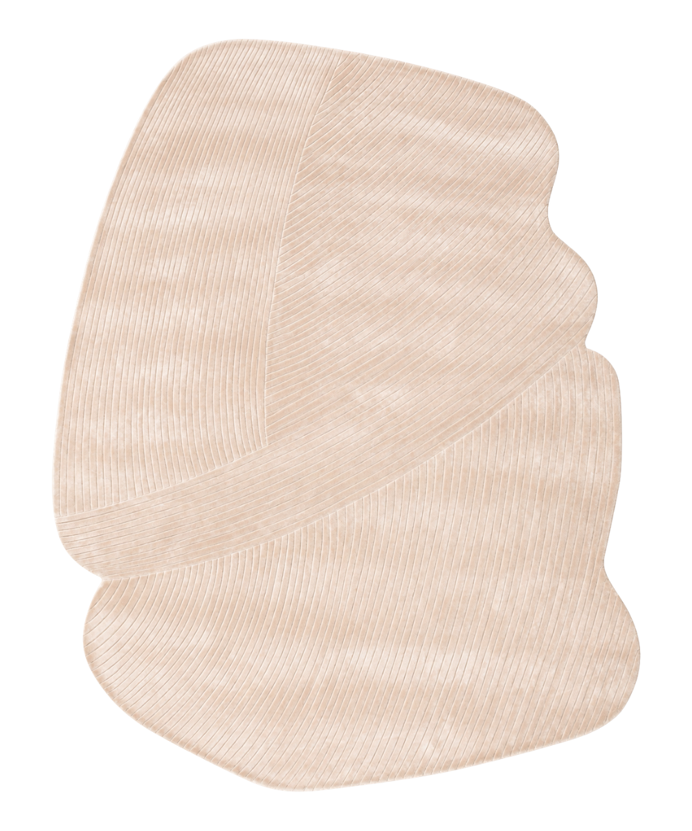 Cloud hand tufted viscose carpet with an organic shape in pale blush