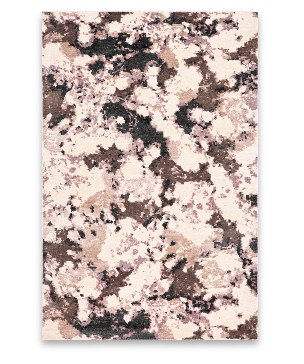 Heather hand knotted New Zealand wool and viscose carpet in blush and brown