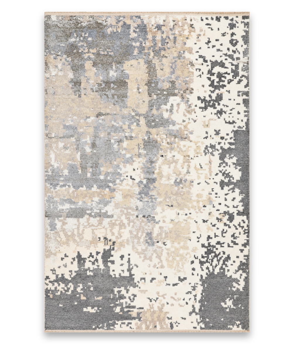 Lily hand knotted New Zealand wool carpet in ivory, grey and beige