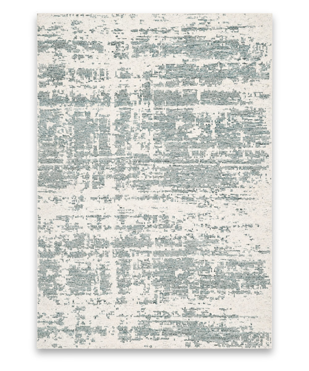 Mist hand knotted New Zealand wool and viscose carpet in ivory and slate