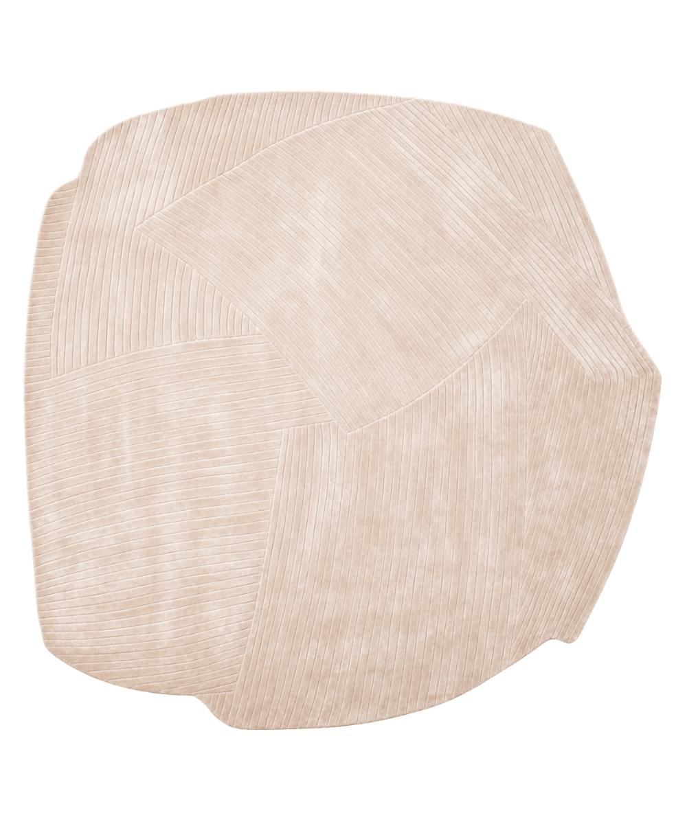 Pebble hand tufted viscose carpet with an organic shape in pale blush