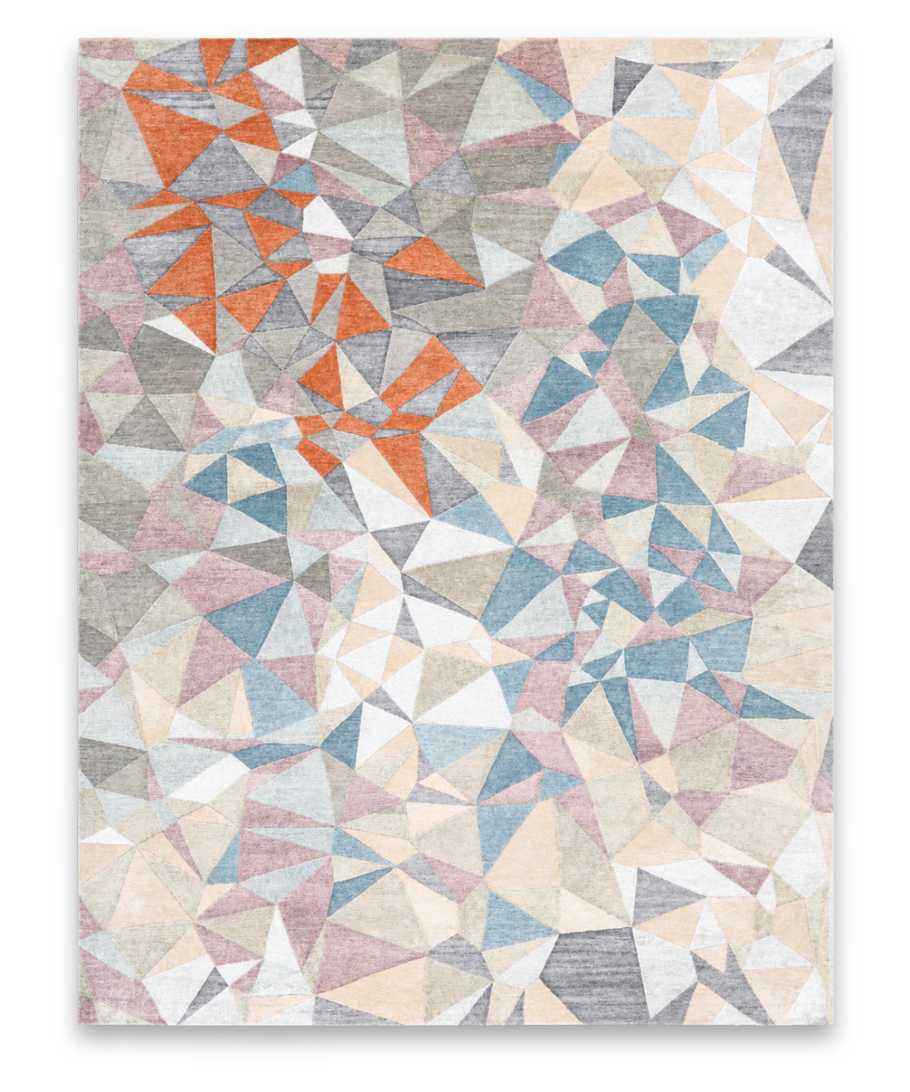 Shard hand knotted New Zealand wool and viscose carpet in multicolour