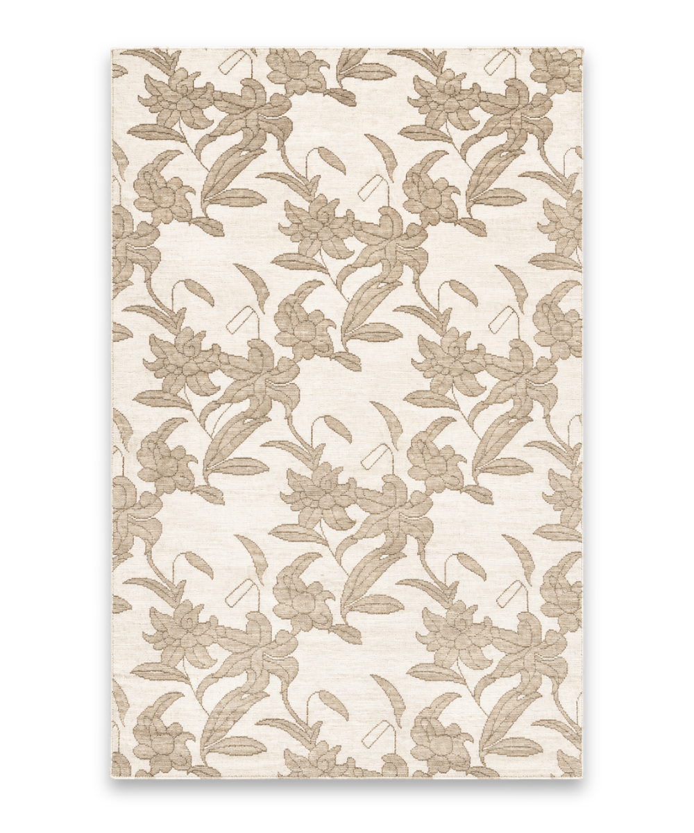 Static hand knotted New Zealand wool and viscose carpet in ivory and taupe