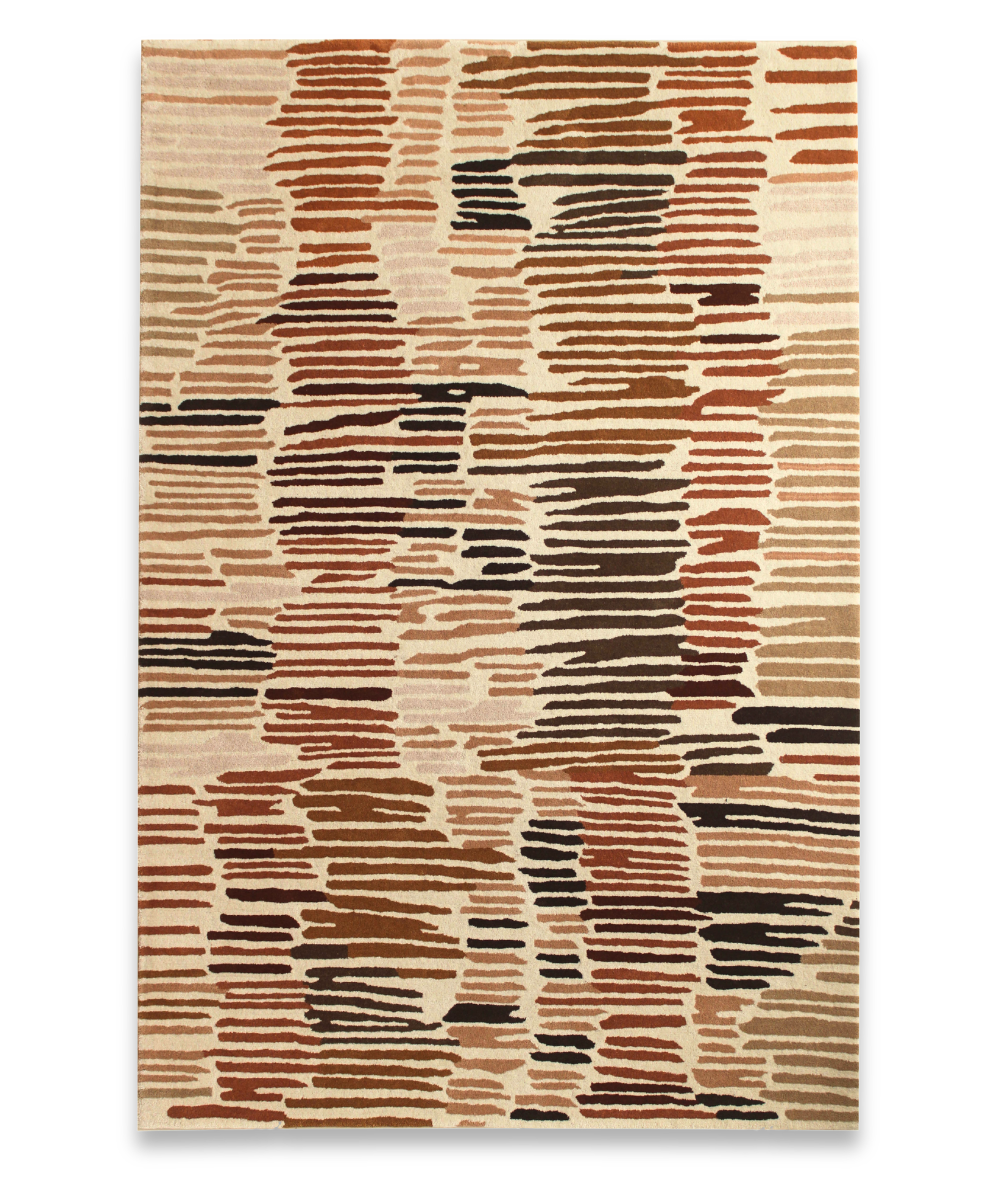 Tally hand tufted New Zealand wool carpet with rust, blush and black dashes on cream